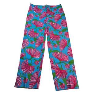 Lilly Pulitzer rare pattern resort fit original bright blue pink floral sz 2 EUC